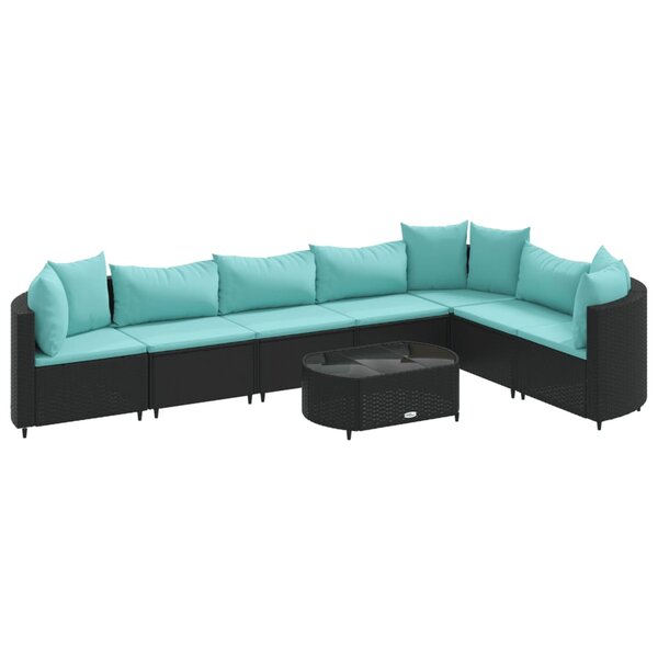 vidaXL Salon de jardin 8 Pièces avec coussins noir résine tressée