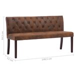 vidaXL Banc 148 5 cm Marron Similicuir daim