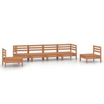 vidaXL Salon de jardin 6 Pièces Marron miel Bois de pin massif