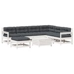 vidaXL Salon de jardin avec coussins 8 Pièces blanc bois de pin massif