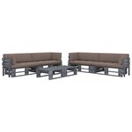 vidaXL Salon de jardin palette 6Pièces avec coussins pin imprégné de gris