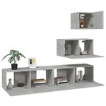 vidaXL Ensemble de meubles TV 4 Pièces Gris béton Bois d'ingénierie