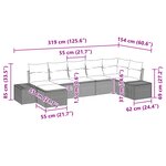 vidaXL Ensemble de canapé de jardin de 7 pièces avec coussins gris en rattan poly