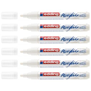 Marqueur Acrylique 5100 Blanc trafic Pointe Moyenne 2-3 mm x 6 EDDING