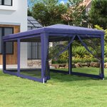 vidaXL Tente de fête avec 6 parois latérales en maille Bleu 3x6 m PEHD