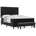 vidaXL Lit à sommier avec matelas & banc noir 140x190 cm velours