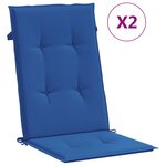 vidaXL Coussins de chaise de jardin à dossier haut lot de 2 bleu royal