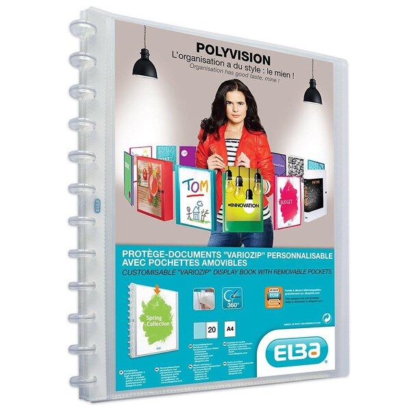 Protège documents Vario-Zipp 20 Pochettes (Max 40) Personnalisable Transparent incolore ELBA