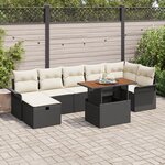 vidaXL Ensemble de 8 Canapés de Jardin avec Coussins Rattan Poly Noir