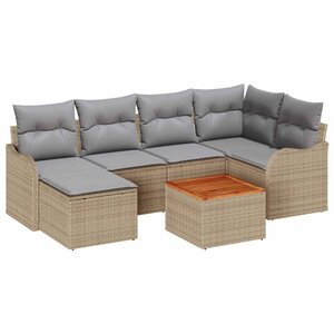 vidaXL Ensemble de canapé de jardin 7 Pièces beige et gris clair