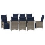 Ensemble de salle à manger de jardin vidaXL 9 pièces avec coussins en rattan synthétique gris