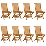 vidaXL Chaises de jardin avec coussins rouge 8 Pièces Bois de teck massif