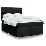 vidaXL Sommier à lattes de lit avec matelas Noir 140x200 cm Tissu