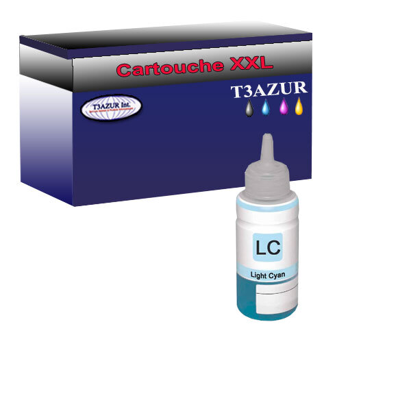 Bouteille d'encre compatible pour Epson T6735 (C13T67354A) Light Cyan - T3AZUR