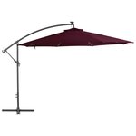 vidaXL Parasol déporté avec lumières LED Rouge bordeaux 350 cm