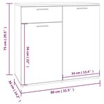 vidaXL Buffet Sonoma gris 80x36x75 cm Bois d'ingénierie