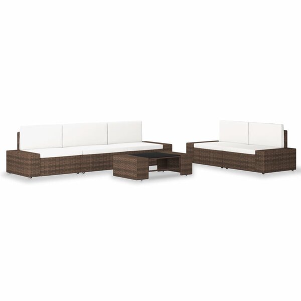vidaXL Salon de jardin 6 Pièces Résine tressée Marron