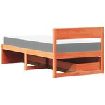 vidaXL Lit avec tiroirs/matelas cire marron 90x190 cm bois massif pin