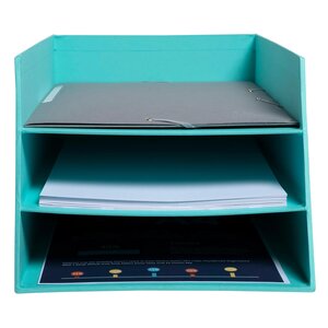 Corbeille À Courrier Combo 3 Niveaux Carton Teksto - Vert D'eau - Exacompta