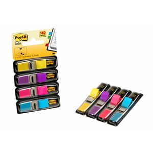 Marque-pages souples 11,9 x 43,1 mm - 4 couleurs assorties (Jaune, Violet, Rose, Turquoise) - 4 x 35 index (paquet 140 unités)