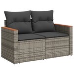 vidaXL Ensemble de Canapés de Jardin 8 Pièces avec Coussins Gris Poly Rattan Acacia