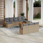 vidaXL Salon de jardin 11 Pièces avec coussins beige résine tressée