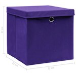 vidaXL Boîtes de rangement et couvercles 4 Pièces Violet 32x32x32cm Tissu