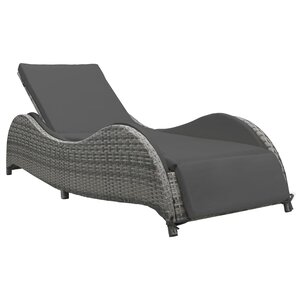 vidaXL Chaise longue avec coussin Résine tressée Anthracite