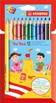 Etui de 12 Crayons de couleur Trio Triangulaire large + taille-crayon assortis STABILO