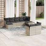 vidaXL Salon de jardin 9 Pièces avec coussins gris clair résine tressée