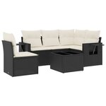 vidaXL Salon de jardin 6 Pièces avec coussins noir résine tressée