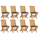 vidaXL Chaises de jardin et coussins taupe lot de 8 Bois teck massif