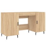 Bureau table poste de travail meuble d'ordinateur informatique étude chêne sonoma 140 x 50 x 75 cm bois d'ingénierie brun 02_0023649