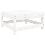 vidaXL Repose-pied de jardin avec coussin blanc bois de pin massif
