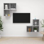vidaXL Ensemble de meubles TV 4 Pièces Gris béton Bois d'ingénierie