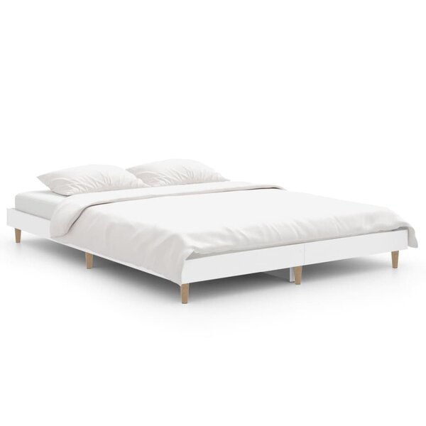 vidaXL Cadre de lit Blanc 140x190 cm bois d'ingénierie