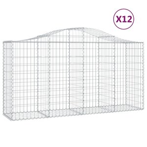 vidaXL Paniers à gabions arqués 12 Pièces 200x50x100/120 cm fer galvanisé