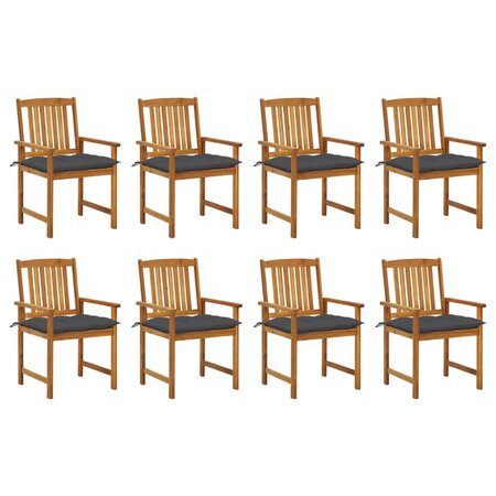 vidaXL Chaises de jardin avec coussins 8 Pièces Bois d'acacia solide