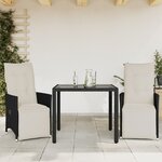 vidaXL Ensemble de bistro 3 Pièces avec coussins noir résine tressée