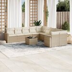 vidaXL Salon de jardin 11 Pièces avec coussins beige résine tressée