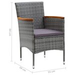 vidaXL Meubles à dîner de jardin et coussins 9 Pièces Poly rotin Gris