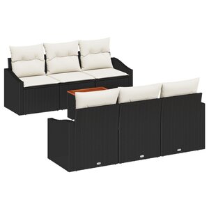 vidaXL Ensemble de 7 Canapés de Jardin avec Coussins Noir en Rattan Synthétique