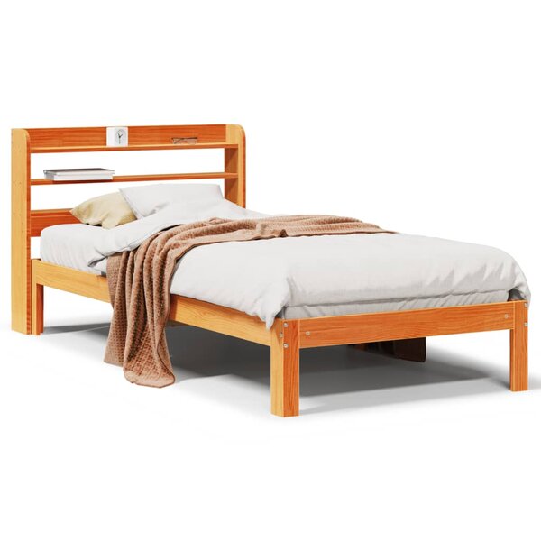 vidaXL Cadre de lit sans matelas cire marron 75x190 cm bois pin massif