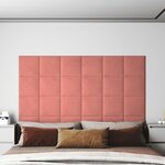vidaXL Panneaux muraux 12 Pièces Rose 30x30 cm Velours 1 08 m²