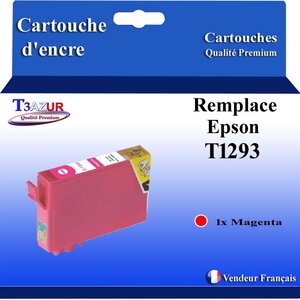 T3AZUR- Cartouche Compatible avec Epson T1293 remplace Epson Stylus Office SX230 SX235W SX420W SX425W SX430W SX435W SX438W Magenta