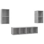 vidaXL Meubles TV muraux 4 Pièces Gris béton Bois d'ingénierie