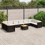 vidaXL Salon de jardin 11 Pièces avec coussins noir résine tressée