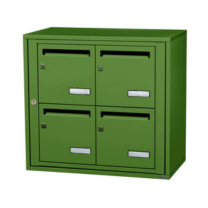 Bloc collectif leabox.com 2x2 grade 3 simple face intérieur mural Vert mai RAL 6017 finition brillante