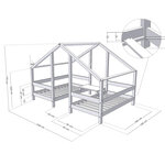 Lit cabane VILLY 2 places 90 x 180 gris