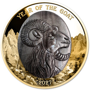Monnaie GOAT Mother of Pearl Lunar Year 5 Oz Or 100$ Solomon Islands 2027 (PRÉCOMMANDE)